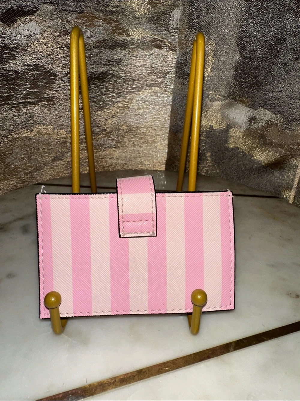 Victoria's Secret Pink Striped Snap Accordion Card Wallet - Picture 4 of 6
